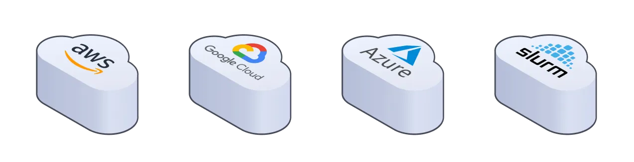 AWS, GCP, Azure and Slurm are examples of organization cloud accounts.