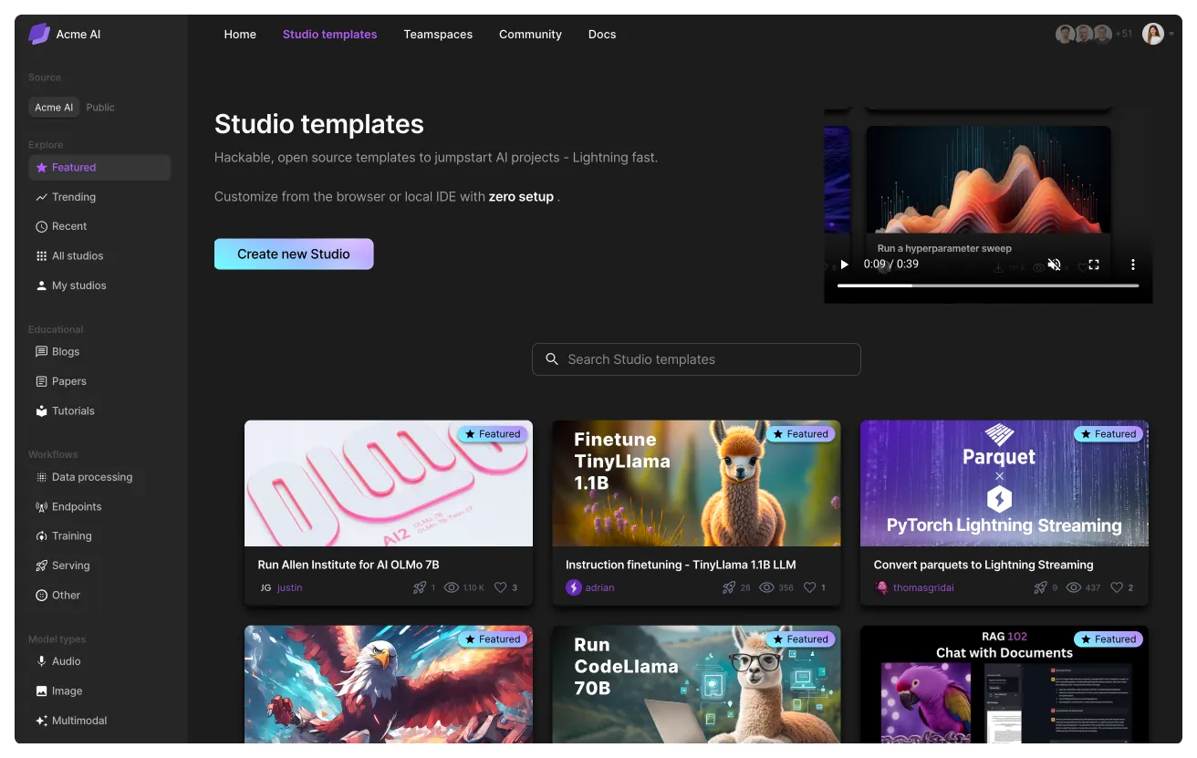 Private org Studio templates.